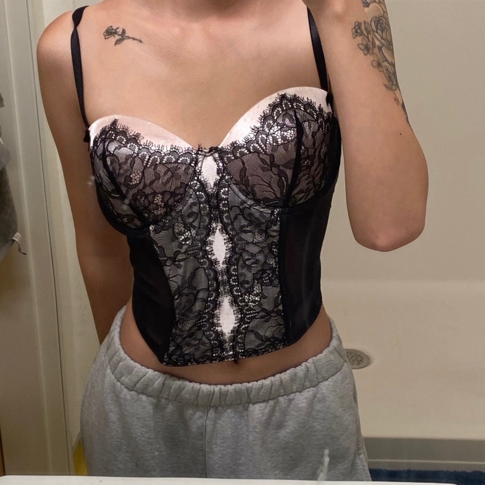 Black lace corset top